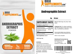 Label for Andrographis Extract Powder 1000 mg