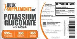 Label for Potassium Gluconate 595 mg Capsules