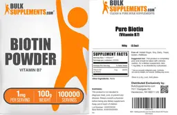 Label for Pure Biotin (Vitamin B7) Powder 1 mg