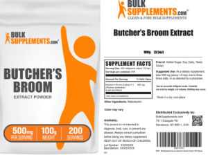 Label for Butcher's Broom Extract Powder 500 mg