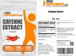 Label for Cayenne Extract Powder 500 mg