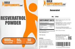 Label for Resveratrol Powder 1000 mg