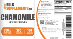 Label for Chamomile 800 mg Veg Capsules