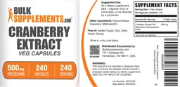 Label for Cranberry Extract Veg Capsules 500 mg