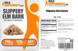 Label for Slippery Elm Bark Extract Powder 750 mg