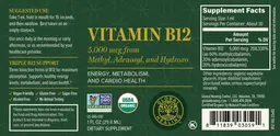 Label for Vitamin B12 5,000 mcg