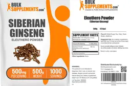 Label for Siberian Ginseng Eleuthero Powder 500 mg