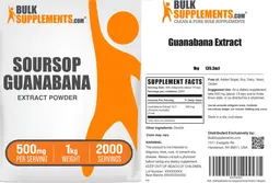 Label for Soursop Guanabana Extract Powder 500 mg