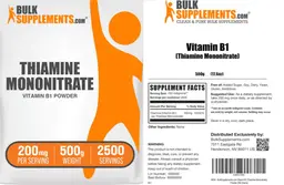 Label for Thiamine Mononitrate Vitamin B1 Powder 200 mg