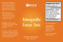 Label for Ashwagandha Extract Tonic