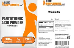 Label for Pantothenic Acid Powder 500 mg