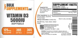 Label for Vitamin D3 5000 IU Softgels 125 mcg