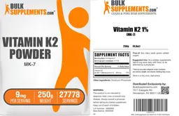 Label for Vitamin K2 Powder 9 mg