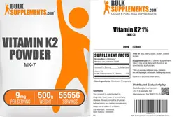 Label for Vitamin K2 Powder 9 mg