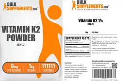 Label for Vitamin K2 Powder 9 mg