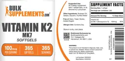 Label for Vitamin K2 MK7 Softgels 100 mcg