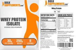 Label for Whey Protein Isolate Hydrolyzed Powder 30 g