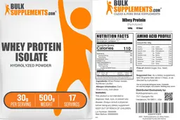 Label for Whey Protein Isolate Hydrolyzed Powder 30 g