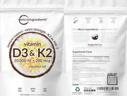 Label for Vitamin D3 10,000 IU & K2 200 mcg