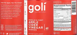 Label for Apple Cider Vinegar Gummies