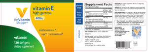 Label for Vitamin E High Gamma 400 IU