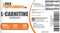 Label for L-Carnitine Capsules 1000 mg
