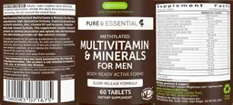 Label for Pure & Essential Methylated Multivitamin & Minerals For Men