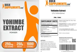 Label for Yohimbe Extract Powder 250 mg per serving