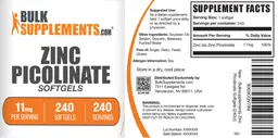 Label for Zinc Picolinate Softgels 11 mg