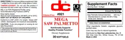 Label for Mega Saw Palmetto