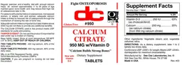 Label for Calcium Citrate 950 mg