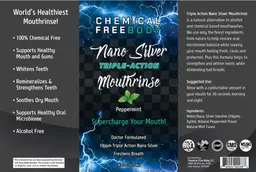Label for Nano Silver Triple-Action Mouthrinse Peppermint