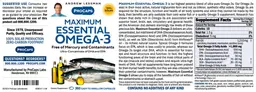 Label for Maximum Essential Omega-3