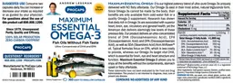 Label for Maximum Essential Omega-3 Natural Orange