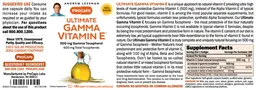 Label for Ultimate Gamma Vitamin E