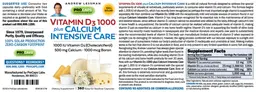 Label for Vitamin D3 1000 plus Calcium Intensive Care