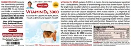 Label for Vitamin D3 3000