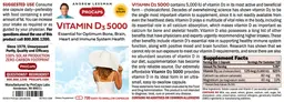 Label for Vitamin D3 5000