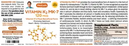 Label for Vitamin K2 MK-7 120 mcg