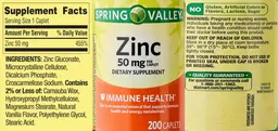 Label for Zinc 50 mg