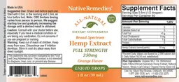 Label for Broad-Spectrum Hemp Extract Full Strength 250mg Orange Flavor