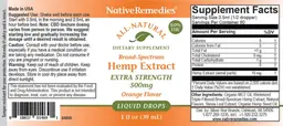 Label for Broad-Spectrum Hemp Extract Extra Strength 500 mg Orange Flavor