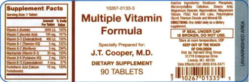 Label for Multiple Vitamin Formula