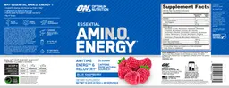 Label for Essential AMIN.O. Energy Blue Raspberry
