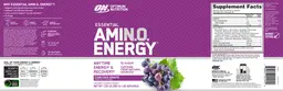 Label for Essential AMIN.O. Energy Concord Grape