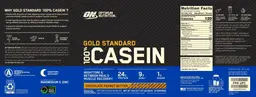 Label for Gold Standard 100% Casein Chocolate Peanut Butter