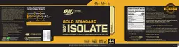 Label for Gold Standard 100% Isolate Rich Vanilla