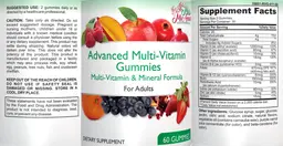 Label for Advanced Multi-Vitamin Gummies For Adults