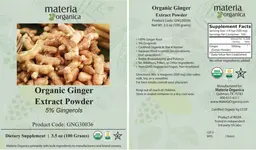 Label for Organic Ginger Extract Powder 5% Gingerols