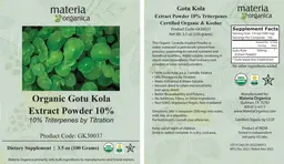 Label for Organic Gotu Kola Extract Powder 10%